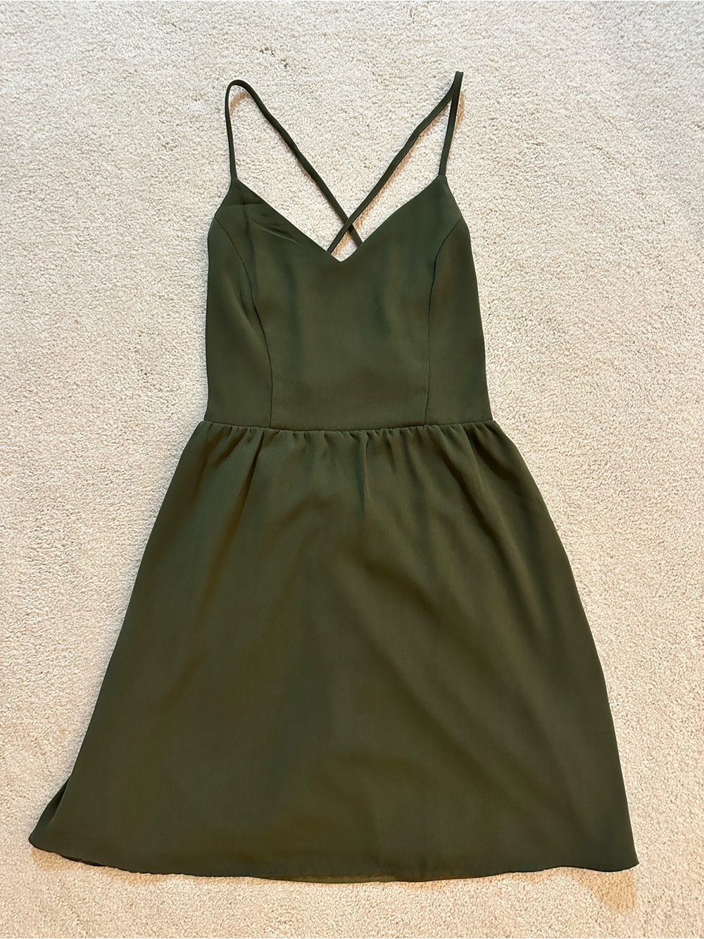 Tobi Olive Green V-Neck Open Back Strappy Mini Dress
